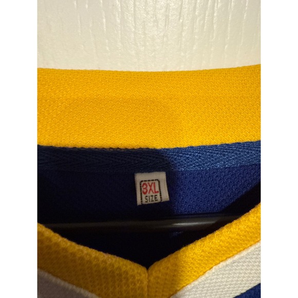 Hanson Chiefs Hockey Jersey Movie Slapshot #18 Adult 3XL Blue Yellow VTG - Picture 3 of 3